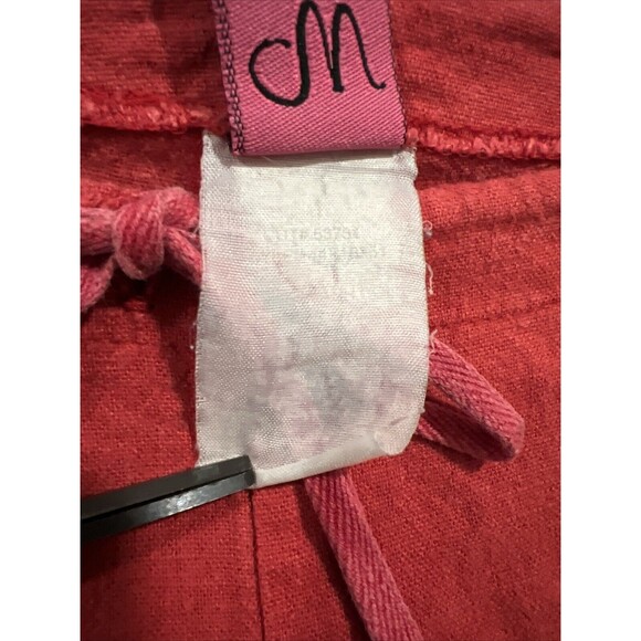 Vintage Y2K Wrapper Low Rise Linen Wide Leg Crop Pants Cargo Pedal Pusher Red‎ - Picture 7 of 16